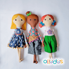 Trio Bonecas de Pano - 55 cm
